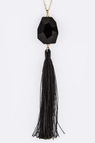 Semi Precious Pebble & Tassel Pendant Necklace LA Jewelry Plaza