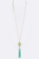 Semi Precious Pebble & Tassel Pendant Necklace LA Jewelry Plaza