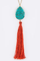 Semi Precious Teardrop & Tassel Pendant Necklace LA Jewelry Plaza