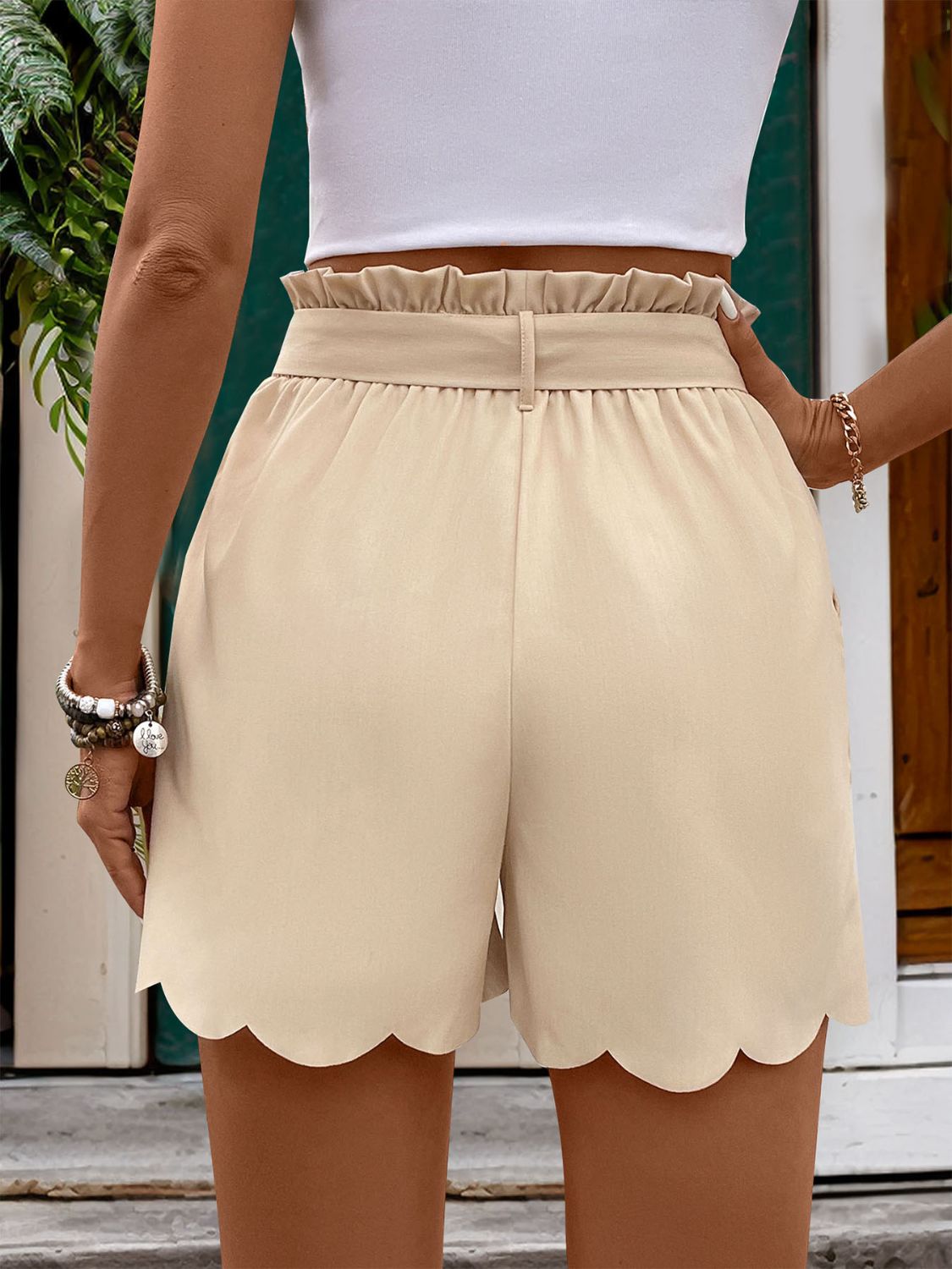 Frill Tied Shorts with Pockets Trendsi