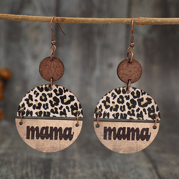 Wooden Leopard Round Shape Earrings Trendsi