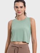 Drawstring Cutout Round Neck Active Tank Trendsi