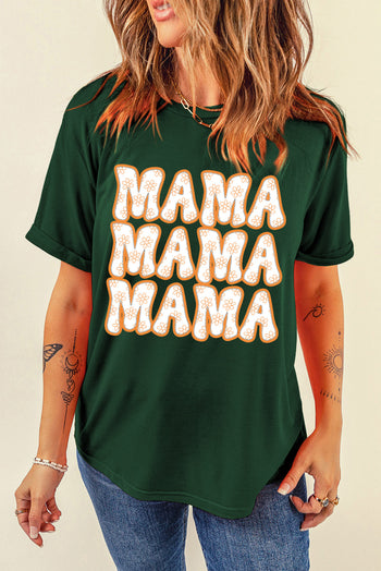 MAMA Round Neck Short Sleeve T-Shirt Trendsi