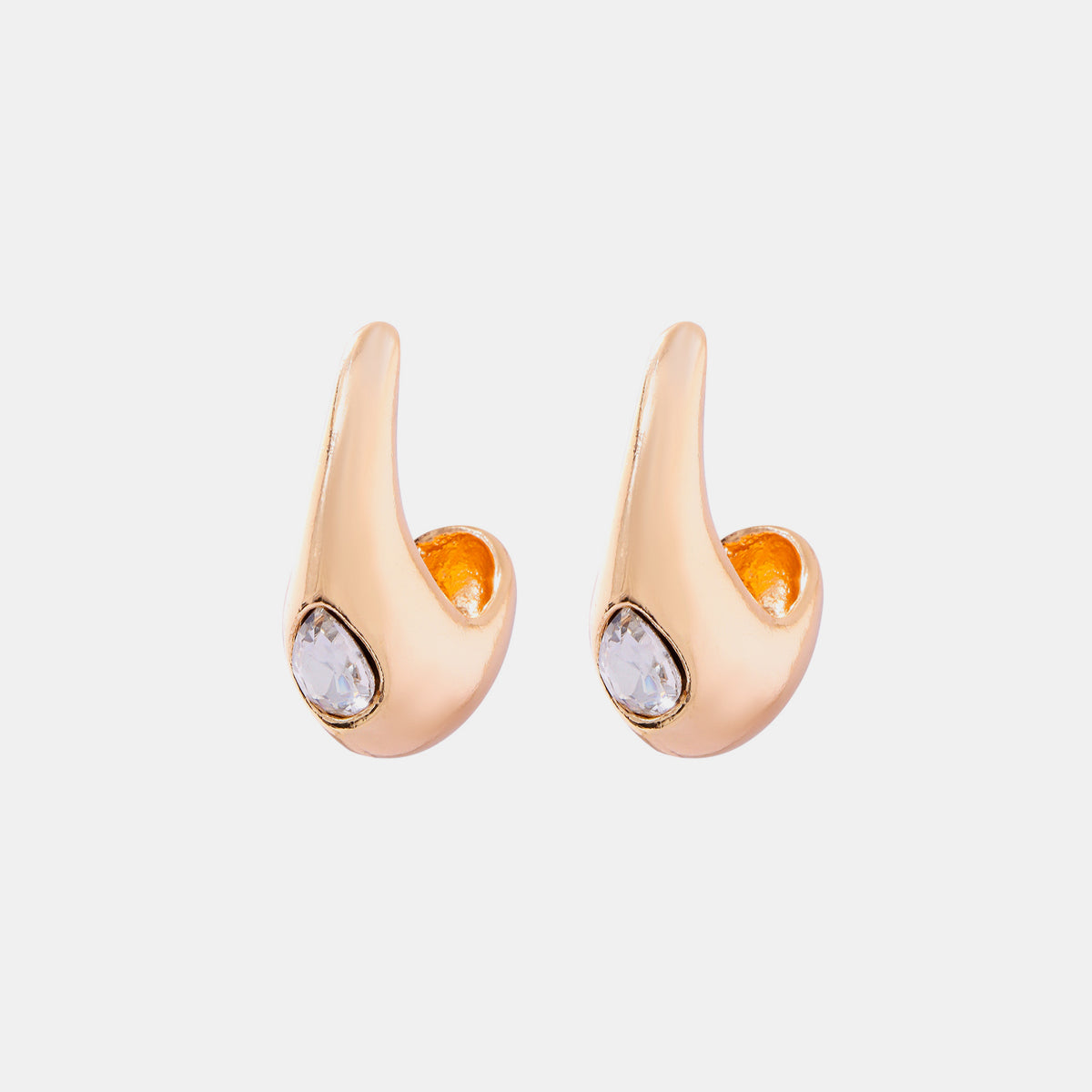 Alloy Rhinestone C-Hoop Earrings