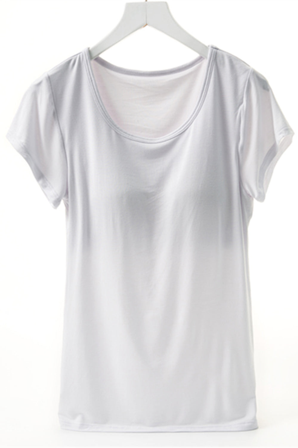 Round Neck Short Sleeve T-Shirt with Bra Trendsi