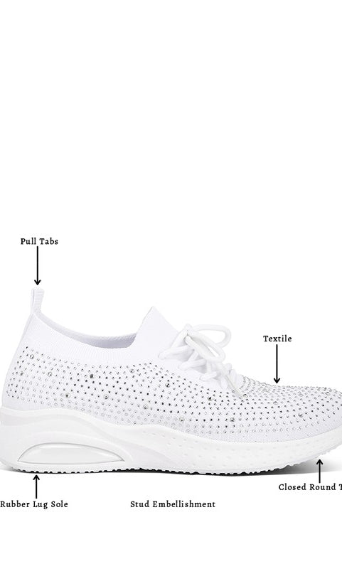 Elizha Stud Embellished Lace Up Sneakers Rag Company