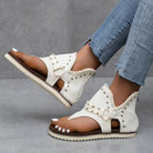Studded Raw Hem Flat Sandals Casual Chic Boutique