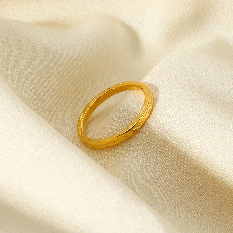 Texture 18K Gold Plated Ring (With Box) Kiwidrop