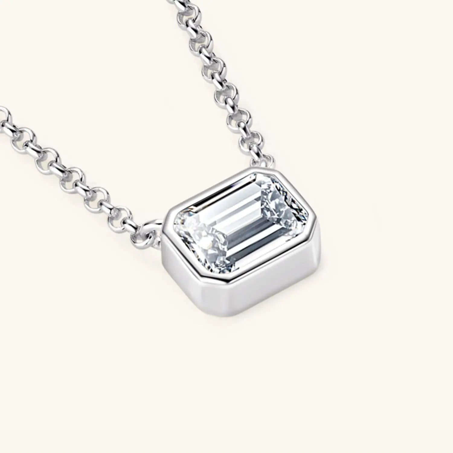 1 Carat Moissanite 925 Sterling Silver Pendant Necklace Trendsi