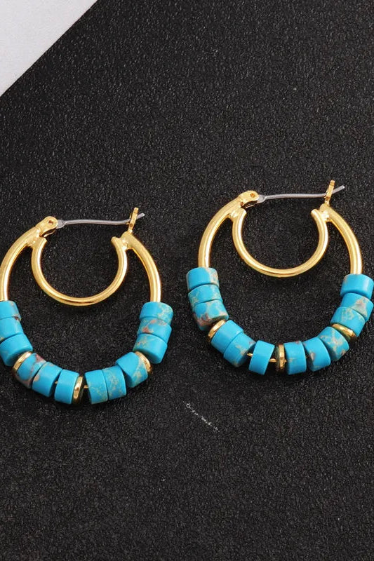 Matilda Turquoise Beaded Hoops (Pre-Order) VEITA Jewelry