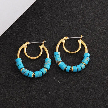 Matilda Turquoise Beaded Hoops (Pre-Order) VEITA Jewelry