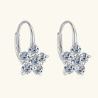 1.2 Carat 925 Sterling Silver Moissanite Flower Huggie Earrings Trendsi