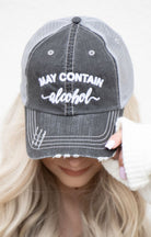 May Contain Alcohol Embroidered Trucker Hat Ocean and 7th