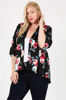 Plus Size Floral Short Sleeve Cardigan Bagel