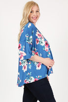 Plus Size Floral Short Sleeve Cardigan Bagel