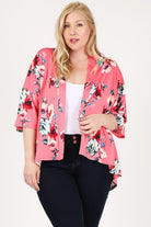 Plus Size Floral Short Sleeve Cardigan Bagel