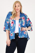 Plus Size Floral Short Sleeve Cardigan Bagel