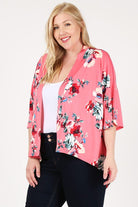 Plus Size Floral Short Sleeve Cardigan Bagel