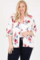 Plus Size Floral Short Sleeve Cardigan Bagel