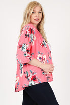 Plus Size Floral Short Sleeve Cardigan Bagel