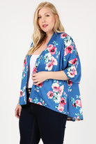 Plus Size Floral Short Sleeve Cardigan Bagel