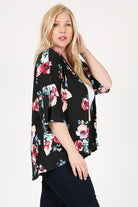 Plus Size Floral Short Sleeve Cardigan Bagel