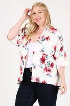 Plus Size Floral Short Sleeve Cardigan Bagel