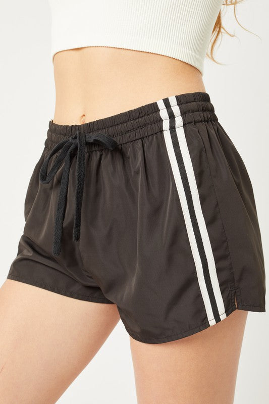 Single Striped Trim Windbreaker Shorts Love Tree