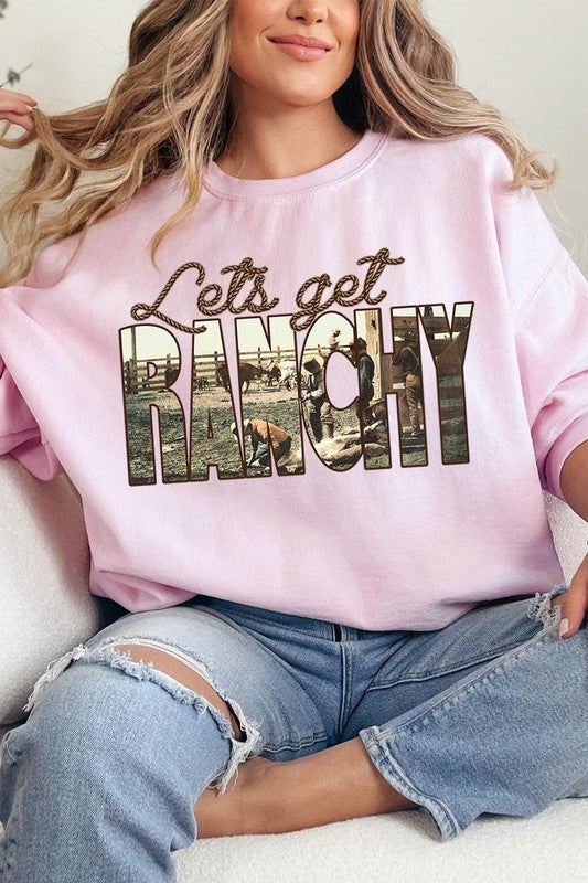 Get Ranchy Oversized Graphic Fleece Sweatshirts Color Bear