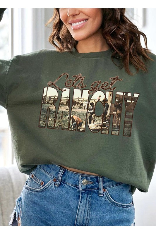 Get Ranchy Oversized Graphic Fleece Sweatshirts Color Bear