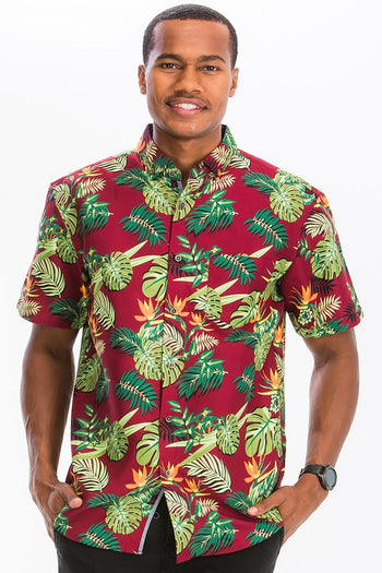 Weiv Mens Print Hawaiian Button Down Shirt WEIV