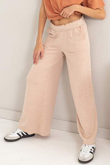 High Rise Wide Leg Drawstring Pants HYFVE