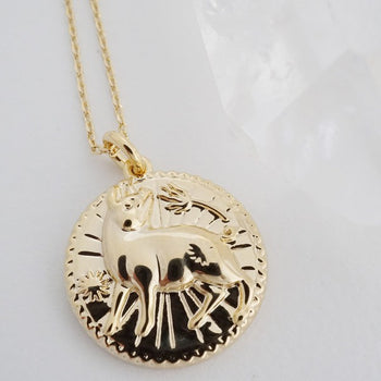 Chinese Zodiac Coin Necklace - Pig HONEYCAT Jewelry