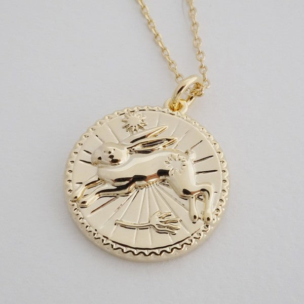 Chinese Zodiac Coin Necklace - Rabbit HONEYCAT Jewelry