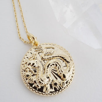 Chinese Zodiac Coin Necklace - Dragon HONEYCAT Jewelry