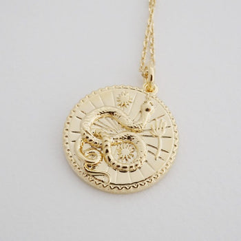 Chinese Zodiac Coin Necklace - Snake HONEYCAT Jewelry