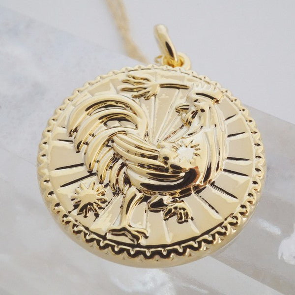 Chinese Zodiac Coin Necklace - Rooster HONEYCAT Jewelry