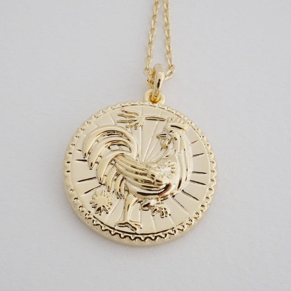 Chinese Zodiac Coin Necklace - Rooster HONEYCAT Jewelry