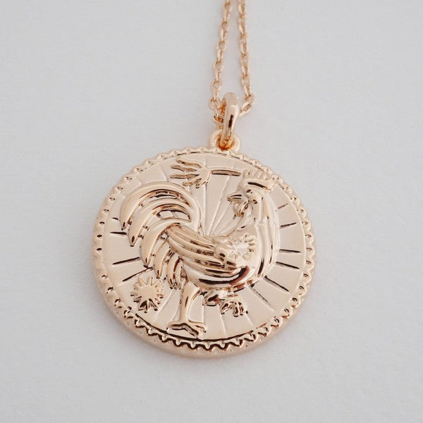 Chinese Zodiac Coin Necklace - Rooster HONEYCAT Jewelry