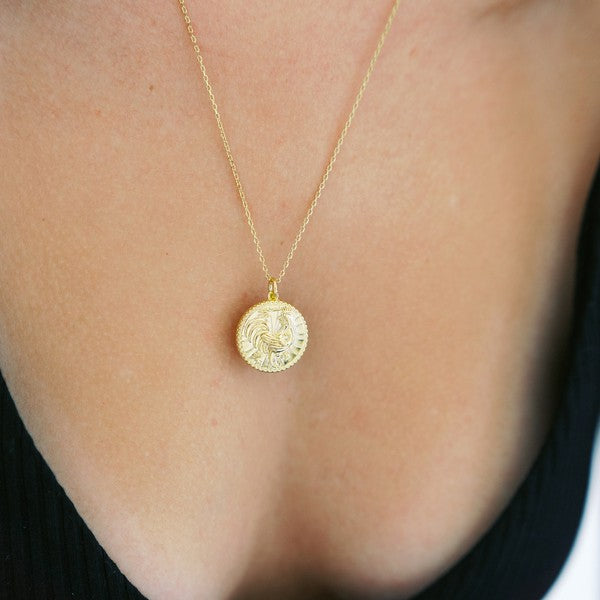 Chinese Zodiac Coin Necklace - Rooster HONEYCAT Jewelry