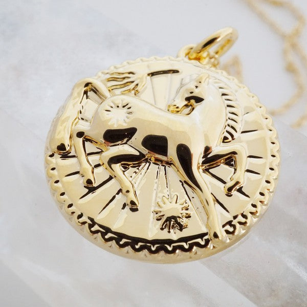 Chinese Zodiac Coin Necklace - Horse HONEYCAT Jewelry