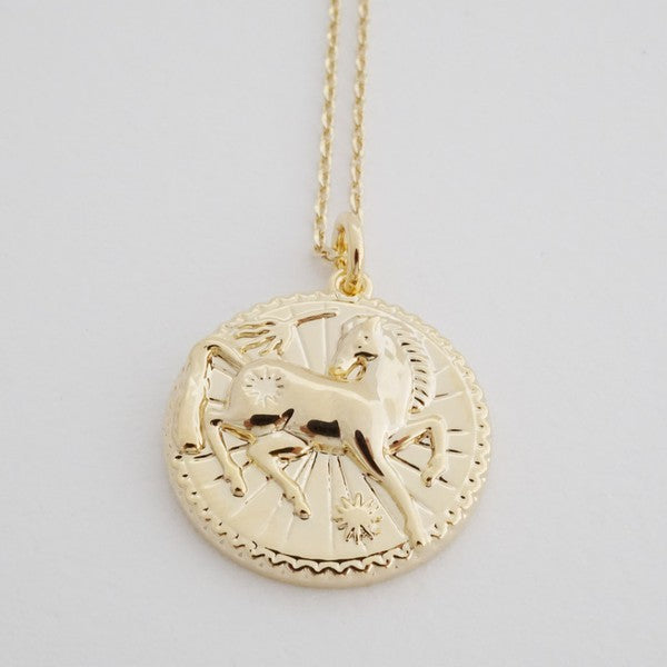 Chinese Zodiac Coin Necklace - Horse HONEYCAT Jewelry