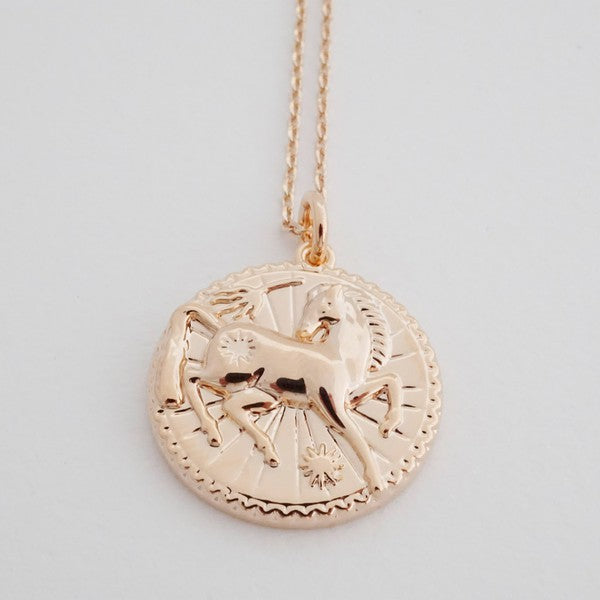 Chinese Zodiac Coin Necklace - Horse HONEYCAT Jewelry