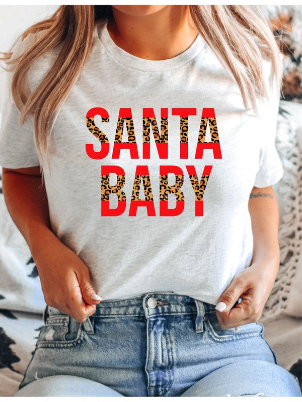 Leopard Santa Baby Graphic Tee Ocean and 7th