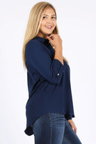 PLUS SIZE KOSHIBO ROLL UP SLEEVE TOP Bagel