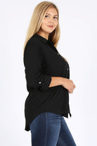 PLUS SIZE KOSHIBO ROLL UP SLEEVE TOP Bagel