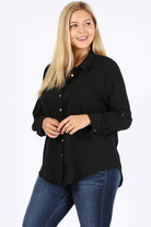 PLUS SIZE KOSHIBO ROLL UP SLEEVE TOP Bagel