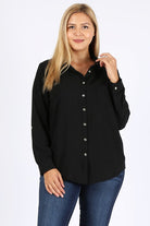 PLUS SIZE KOSHIBO ROLL UP SLEEVE TOP Bagel