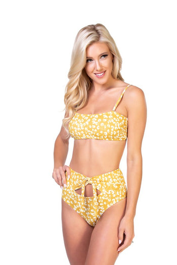 YELLOW FLORAL BANDEAU BIKINI SET Beach Joy Bikini