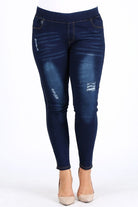 Plus Size High Waist Ripped Denim Jeggings Pants Bagel